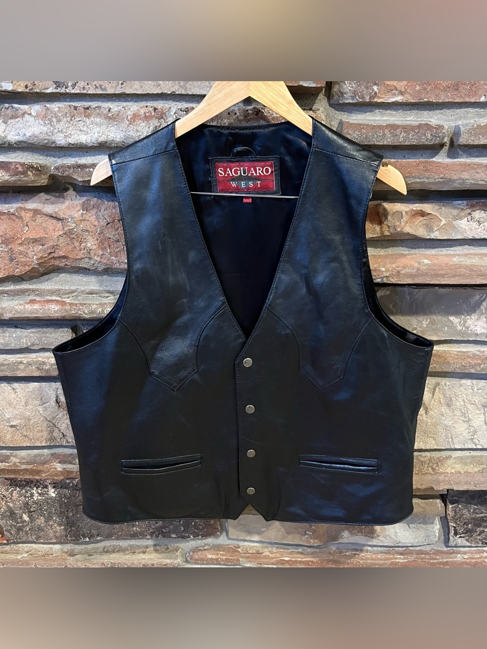 Saguaro West Black Leather Western Vest